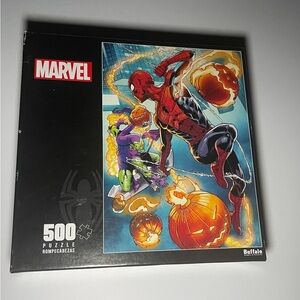 Marvel Puzzle with Blue and Green Pieces